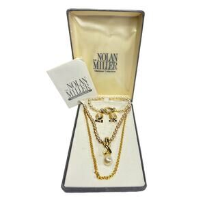 Vintage Nolan Miller Glamour Collection Faux Pearl Rhinestone Jewelry Set
